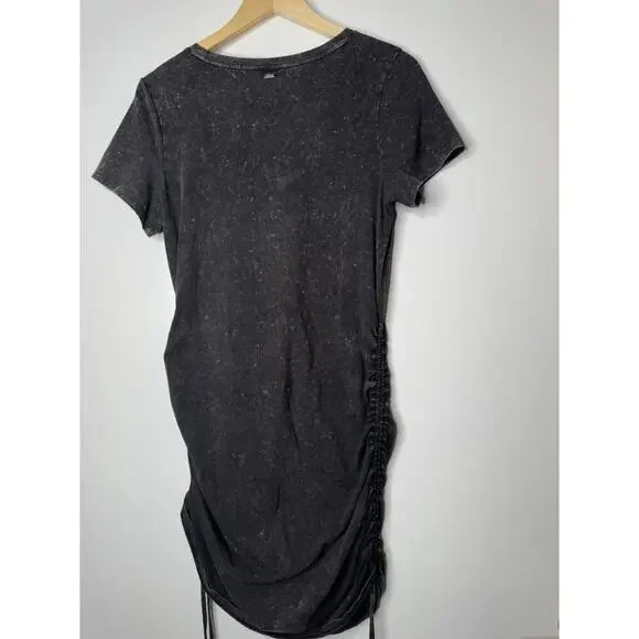 Victorias Secret PINK Short Sleeve Ruched Sides T-Shirt Dress Distressed LARGE - Picture 4 of 5